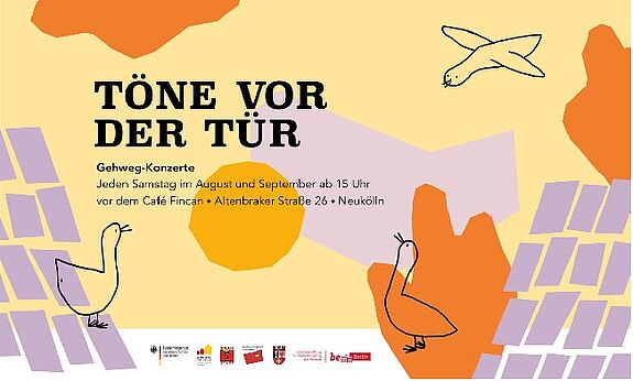 „Töne vor der Tür – das Straßenmusikfestival im Körnerkiez“ findet an allen Samstagen im August und September ab 15 Uhr auf dem Gehweg vor dem Fincan statt. Ohne Eintritt, ohne Ticket. Bild: Fincan