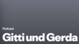 Cover des Podcasts „Kreuzberger Stimmen“ mit Wohnhausfassade und großem gelbem Schriftzug, daneben Podcast-Titel auf dunklem Hintergrund.