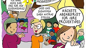 Aktionen für den Flughafenkiez können in diesem Jahr noch bis zum 28. November 2022 eingereicht werden. (Bild: QM Flughafenstraße)