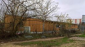 Der Neubau des Spielhauses Waslala ist fast fertig. Foto: Joachim Schmidt / QM Kosmosviertel