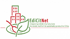 Das Netzwerk essbarer Städte (Edible Cities Network – EdiCitNet) möchte Städte auf der ganzen Welt durch die Umsetzung von Maßnahmen der essbaren Stadt (Edible City Solutions – ECS) lebenswerter für alle gestalten. (Logo: EdiCitNet)