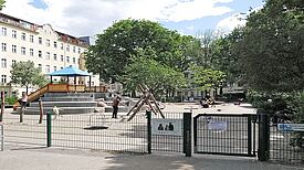 Der neue Spielplatz in der Schierker Straße. Bild: Quartiersmanagement Körnerpark, Claudia Mattern 