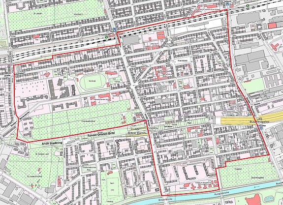 Übersichtskarte Glasower Straße © Senatsverwaltung für Stadtentwicklung, Bauen und Wohnen