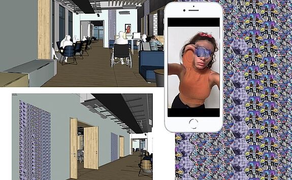 Der Beitrag der Künstlerin Anna Ehrenstein bestand aus selbst gestalteten Fliesen, Wandbildern und einer Selfie-Bildschirmarbeit. (Bild: QM Heerstraße Nord)