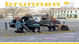 Die Frühlingsausgabe 2024 des Magazins „brunnen“ informiert über vielfältige Kiezthemen in gedruckter Version sowie als E-Paper und im PDF-Format. (Bild: QM Brunnenstraße)
