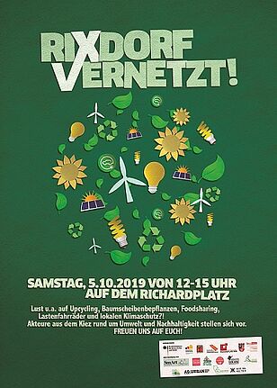 Plakat zur Veranstaltung über Umwelt und Nachhaltigkeit. Bild: QM Richardplatz Süd