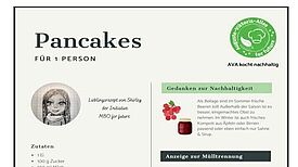 Auf der Seite aus dem Kochbuch, das als Teil des Projekts „Umweltgerechtigkeit“ entstanden ist, gibt es ein Rezept für Pancakes.