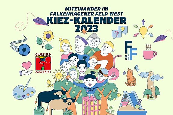 Der Kiezkalender der QMs Falkenhagener Fest West zeigt auf künstlerische Weise das Miteinander im Kiez. (Bild: QM Falkenhagener Feld West)