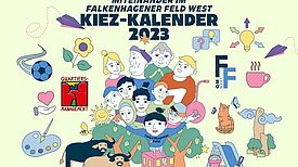 Der Kiezkalender der QMs Falkenhagener Fest West zeigt auf künstlerische Weise das Miteinander im Kiez. (Bild: QM Falkenhagener Feld West)