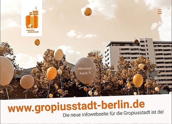 Endlich hat die Gropiusstadt eine eigene Webseite! Unter www.gropiusstadt-berlin.de finden sich übersichtlich und gut strukturiert alle Informationen zur Gropiusstadt. Grafik: Undine Ungethüm