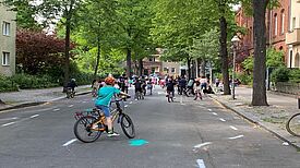 Der Fahrradparcours begeisterte die Mädchen und Jungen des Soldiner Kiezes. (Bild: QM Soldiner Straße)