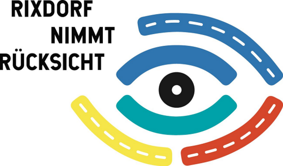 Logo des Plakatwettbewerbs „Rixdorf nimmt Rücksicht“ Bild: A. Müller und S. Piehl, Büro O