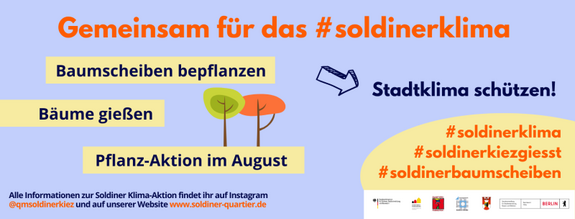 Mit der Aktion „Gemeinsam für das #soldinerklima“ ruft das QM die Anwohnenden auf, Bäume zu gießen und Baumscheiben zu bepflanzen. (Bild: QM Soldiner Straße)