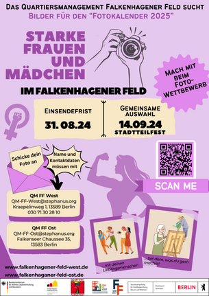 Für den Fotokalender 2025 werden Bilder von starken Frauen und Mädchen im Falkenhagener Feld gesucht. (Bild: QM Falkenhagener Feld West)