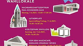 Die verschiedenen Wahllokale in der Spandauer Neustadt auf einen Blick. (Grafik: QM Spandauer Neustadt)