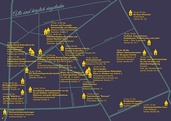 Die 24 „Türchen“ im QM-Gebiet Moabit-Ost sind an unterschiedlichen Orten im ganzen Kiez verteilt. (Bild: Esther Blodau)