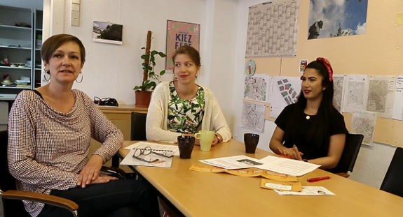 Das Quartiersmanagement-Team der Ganghofer Straße. Standbild aus dem Film „10 Jahre QM Ganghofer Straße“ von Benjamin Riehm
