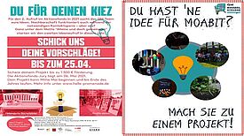 Auch 2021 sind die verschiedenen Quartiere wieder auf der Suche nach neuen Ideen für die einzelnen Stadtteile. Gesucht werden Projekte, die den Zusammenhalt der Nachbarschaft stärken oder das Wohnumfeld im Kiez verschönern. (QM Hellerdorfer Promenade/Moabit West)