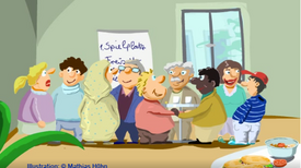 Die Quartiersräte vertreten die Interessen der Anwohnenden im Kiez. Bild: Standbild aus dem Erklärfilm „Was ist das Quartiersmanagement?“ Illustration: Mathias Hühn