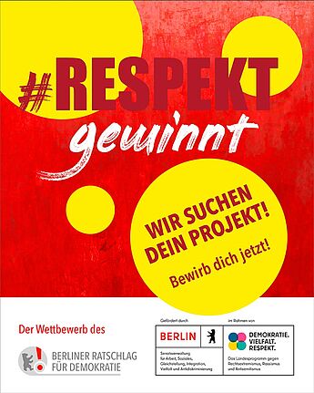 Plakat zum Wettbewerb #Respektgewinnt; große Schrift „Respekt gewinnt“.