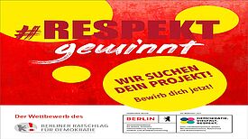 Plakat zum Wettbewerb #Respektgewinnt; große Schrift „Respekt gewinnt“.