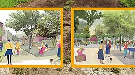 Der zukünftige Rosengarten: Ein Ort der Begegnung, Erholung und Vielfalt für die ganze Gemeinschaft. (Bild: QM Klixstraße / Auguste-Viktoria-Allee)