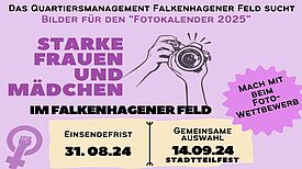 Für den Fotokalender 2025 werden Bilder von starken Frauen und Mädchen im Falkenhagener Feld gesucht. (Bild: QM Falkenhagener Feld West)