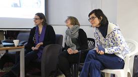 Christina Haida von Ausichtsreich e.V., Anna Freiesleben und Lydia Römer  von der Fachstelle für Suchtprävention. Foto: QM Ganghoferstraße