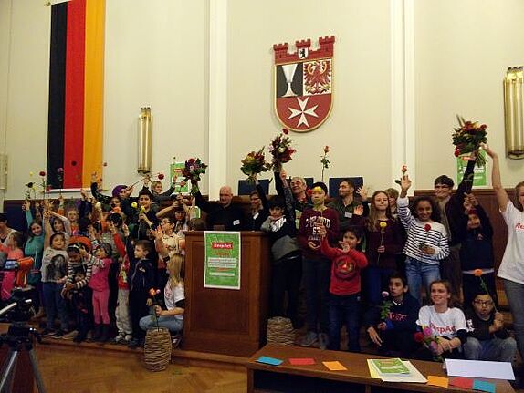 Die Abschlussveranstalung des Herbstcamps im Neuköllner Rathhaus. Foto: QM Flughafenstraße 