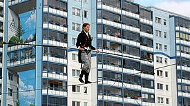 Mit viel Mut ging es hoch hinaus. Bild: Jens Sethmann, QM Kosmosviertel