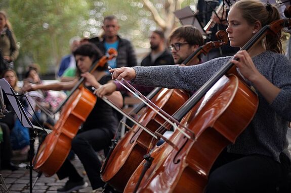 Ganz verschiedene Instrumente waren vertreten – von der Tuba bis zum Kontrabass. Bild: Johannes Hayne