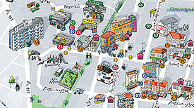 Bildtext: Die bunte Gewerbekarte, Grafik: Sara Contini-Frank