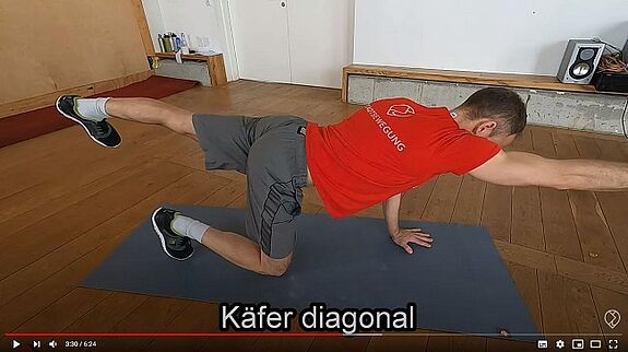 Trainer Robin zeigt einfache Übungen, die man auch im Wohnzimmer machen kann. Bild: Screenshot: Stadtbewegung e.V.
