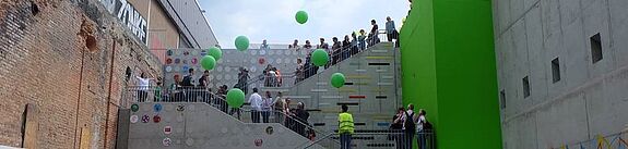 Die Kindl-Treppe an der Ecke Neckarstraße/Isarstraße. Bild: QM Flughafenstraße