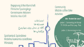 Der Infoflyer informiert über das Projekt und wann und wo man das Kiezrad antreffen kann. (Bild: QM Hellersdorfer Promenade)