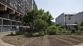 Ort der Begegnung: Grünfläche im Kiez Bild: Schöneberger Norden