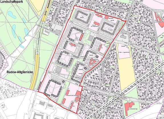 Übersichtskarte Kosmosviertel © Senatsverwaltung für Stadtentwicklung, Bauen und Wohnen