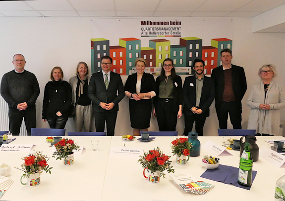 Mit dabei waren Peter Roloff, Sabine Bartosz, Heike Gert-Wefers, Carsten Schneider, Franziska Giffey, Julia Theuer, Rogério Lopes, René Zoch und Birgit Lindner (von rechts nach links). (Bild Anka Stahl)
