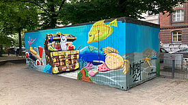In dem renovierten Container werden Spielgeräte aufbewahrt. (Bild: QM Moabit-Ost)