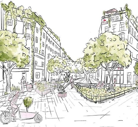 Der Maßnahmenkatalog des Projekts „Kool im Kiez“ hält 16 praxisorientierte Strategien für eine hitzeangepasste und wassersensible Stadt bereit. (Bild: QM Pankstraße)