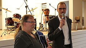 Jürgen Schmeichler (links), Leiter des Lessinghöhe, und Dr. Jochen Lang von der Senatsverwaltung für Stadtentwicklung und Wohnen. Foto: Matthias Hühn