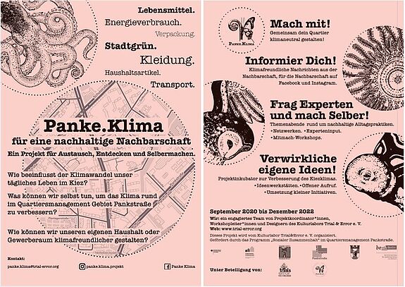 Flyer: Panke.Klime für eine nachhaltige Nachbarschaft. Grafik: Trial & Error 