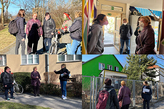 Die Teilnehmerinnen tauschen sich mit der Bezirksstadträtin Angelika Schöttler über den Kiez aus. (Bild: QM Germaniagarten)