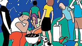 Titelillustration des Kiezmagazins "mittendran", Illustration: Andree Volkmann