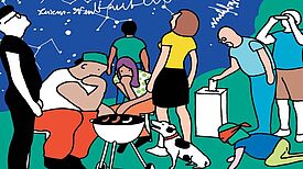 Titelillustration des Kiezmagazins "mittendran", Illustration: Andree Volkmann