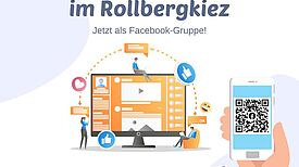 Rollbergerinnen und Rollberger können den QR-Code scannen und der Facebookgruppe beitreten. (Bild: QM Rollbergsiedlung/ Morus 14 e.V.)