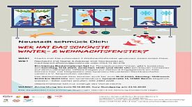 Wer hat das schönste Winter- und Weihnachtsfenster in der Spandauer Neustadt? Wer sich jetzt angesprochen fühlt, der kann was gewinnen: Die schönsten drei Fenster bekommen einen tollen Preis. (Grafik: Literatur Kunst und Kultur Brücken Berlin e. V.)