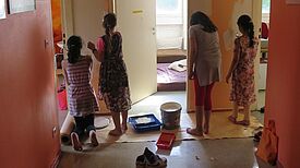 Unter dem Titel „Wunschräume“ wurden gemeinsam mit den Kindern und Jugendlichen die Räume und Dachterrasse der Jugendfreizeiteinrichtung Hussitenstraße neu gestaltet Bild: Simone Häckel
