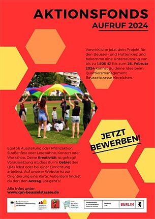 Das Quartiersmanagement Beusselstraße lädt zur Einreichung von Projektideen zur Förderung durch den Aktionsfonds im Jahr 2024 ein. (Bild: QM Beusselstraße)