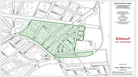 Auf der Übersichtskarte ist das neue Milieuschutzgebiet Badstraße gekennzeichnet. (Bild: QM Badstraße)